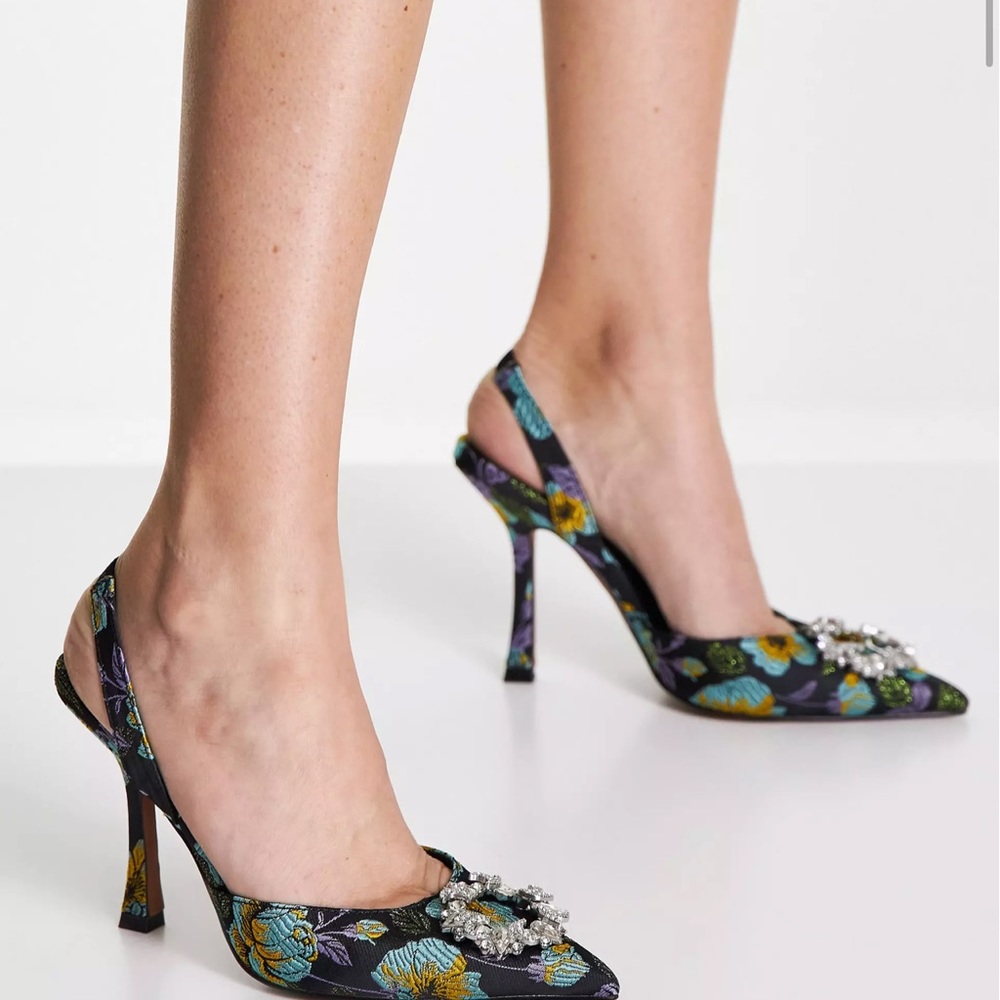 GORGEOUS ASOS POPPY EMBELLISHED SLINGBACK HEELS!